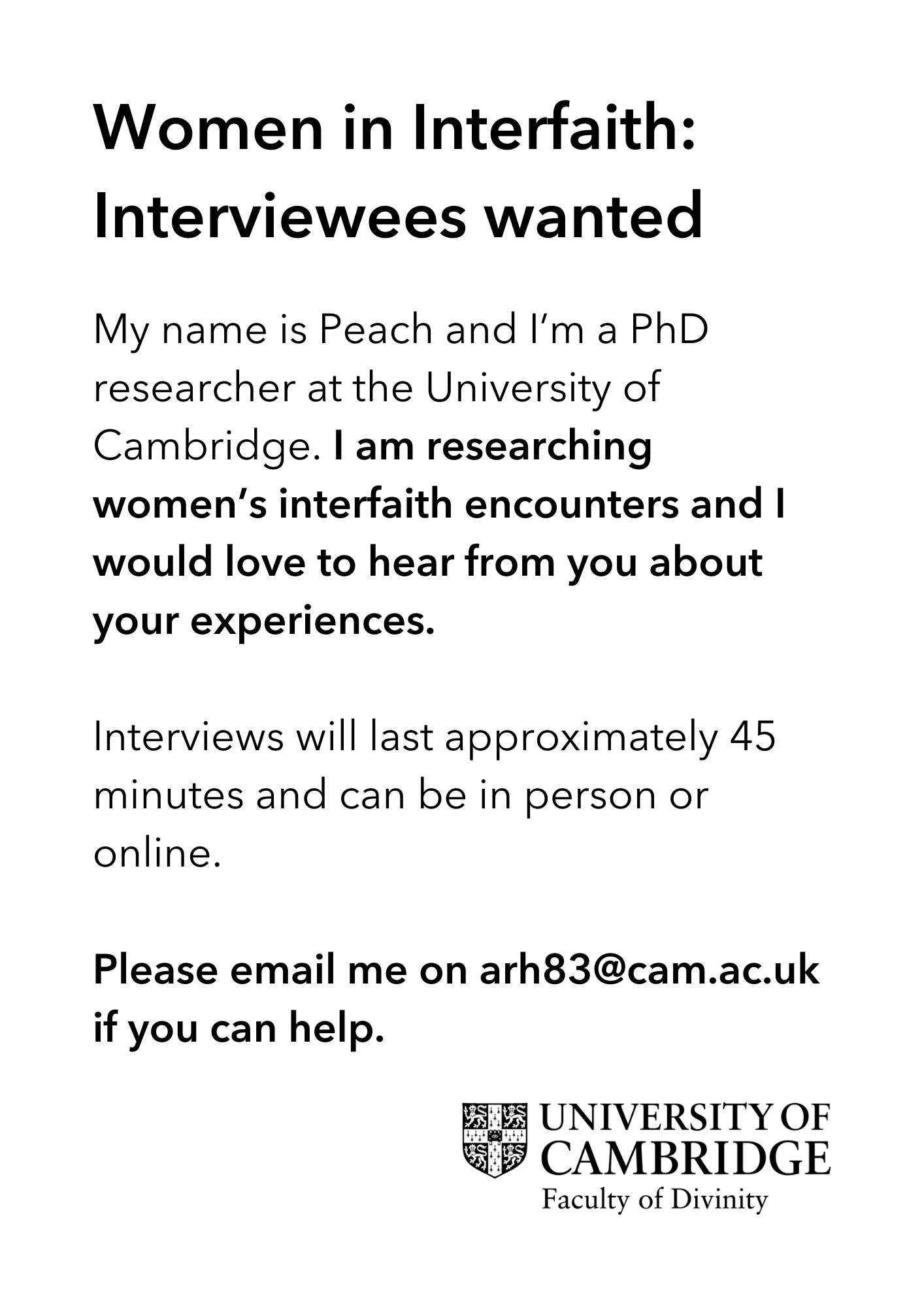 Callout for interviewees