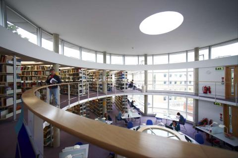 Divinity Library during term time. Photographer unknown.