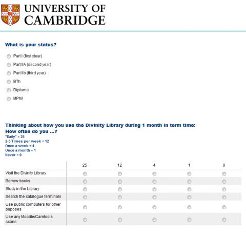 Divinity Library Survey on Qualtrics