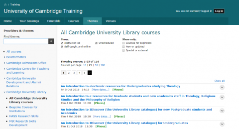 University's training site (screenshot)