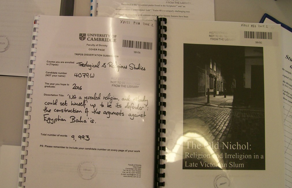 Two disserations, from a selection of submitted work at Divinity Two dissertations, from a selection of submitted work at Divinity