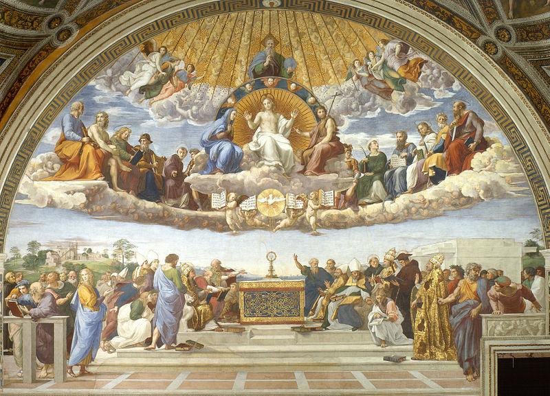Disputa del Sacramento (Rafael). Musei Vaticani. Source: https://tinyurl.com/4dmywcj5 Licence: Public Domain. Disputa del Sacramento (Rafael). Musei Vaticani. Source: https://tinyurl.com/4dmywcj5 Licence: Public Domain.