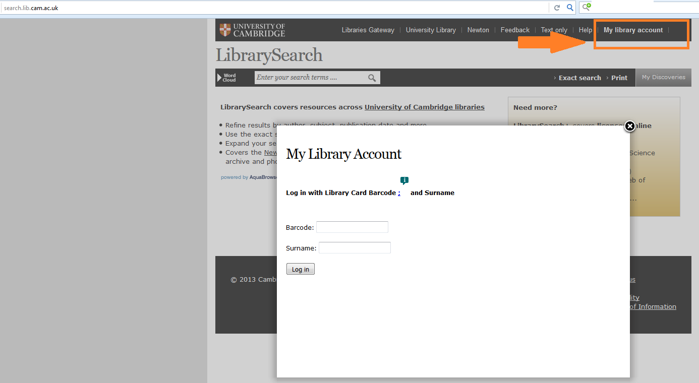 My Library Account (LibrarySearch)