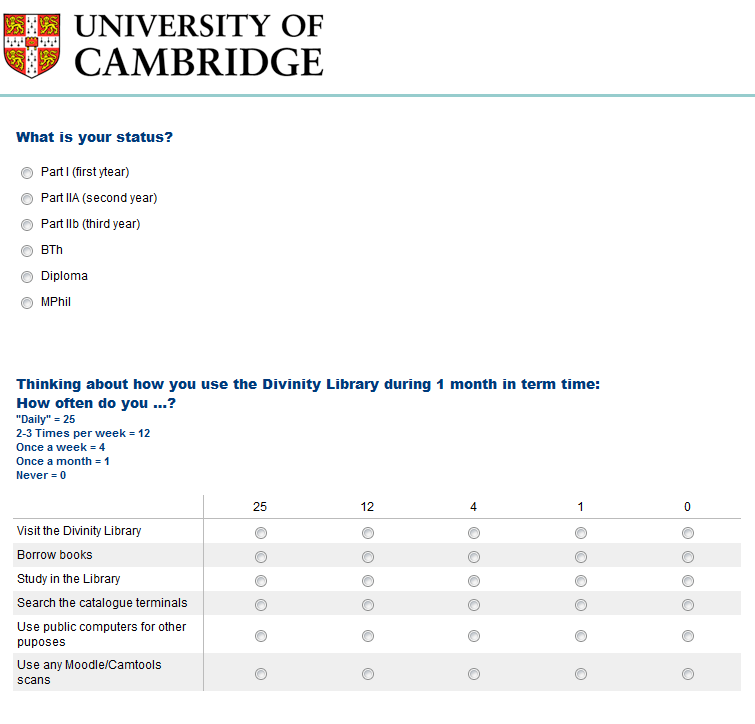 DivLib Library Survey screenshot